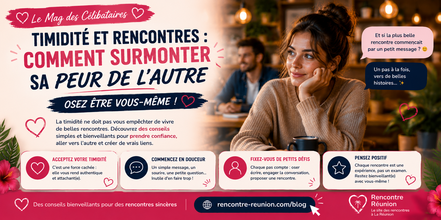 Personne timide qui ose sourire lors d'une rencontre à La Réunion
