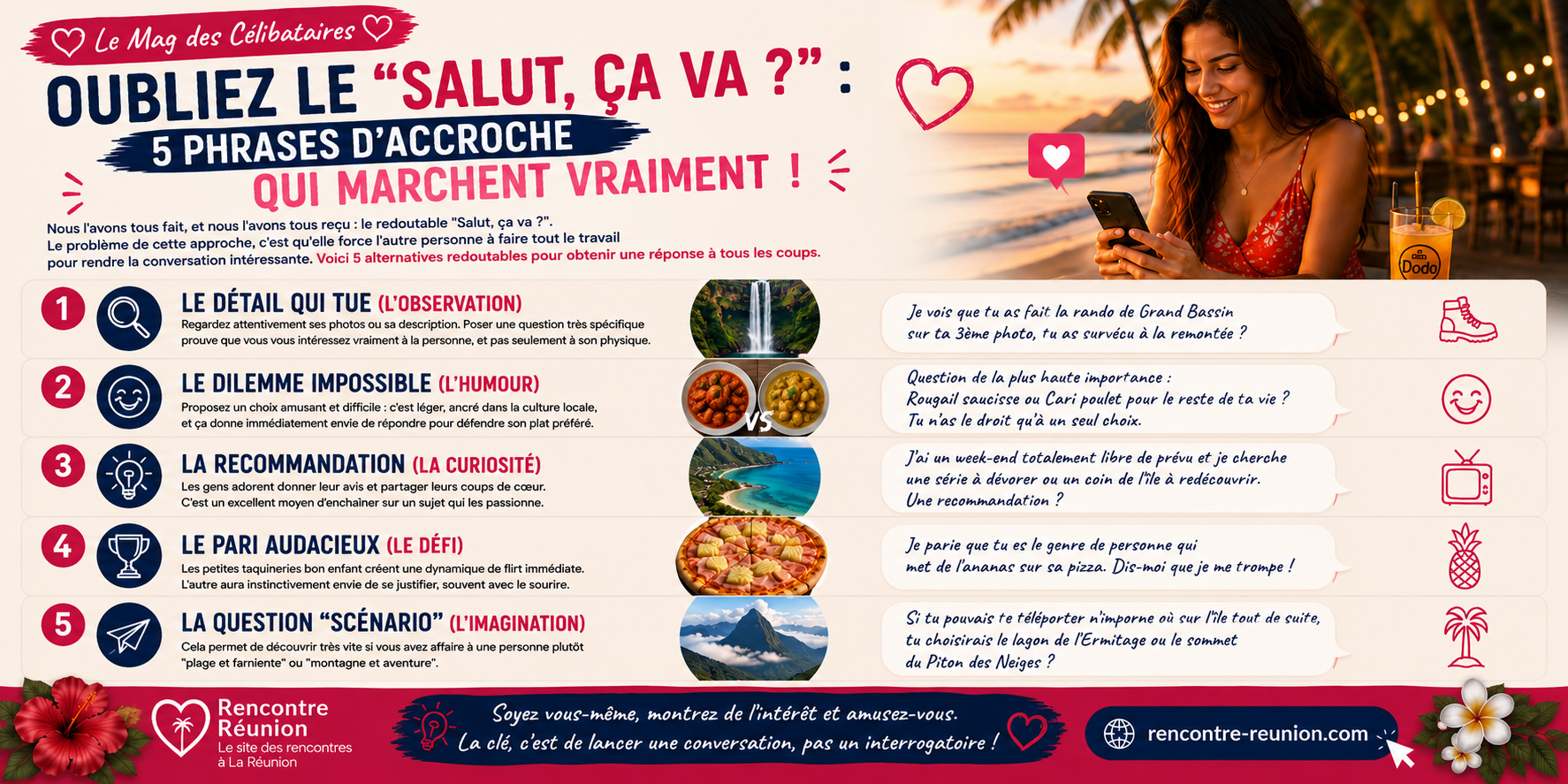 Personne souriante lisant un message original sur son smartphone
